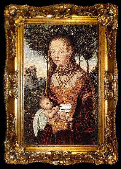 framed  CRANACH, Lucas the Elder Young Mother with Child dfhd, ta009-2